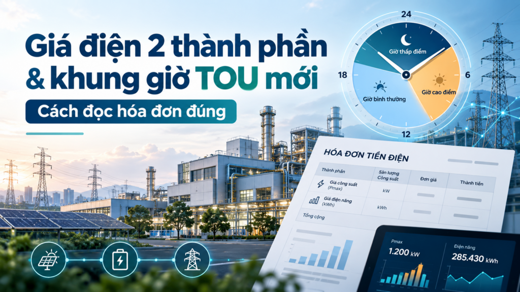 Giá điện 2 thành phần và khung giờ TOU mới 2026 cho doanh nghiệp